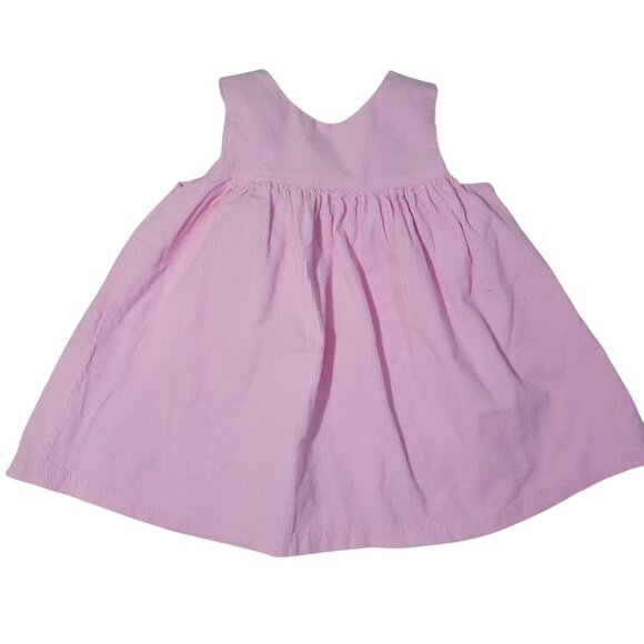 Christmas Jumper Dress Girls Sz 12 mths Pink Corduroy Embroidered Winter Skating - Picture 2 of 13